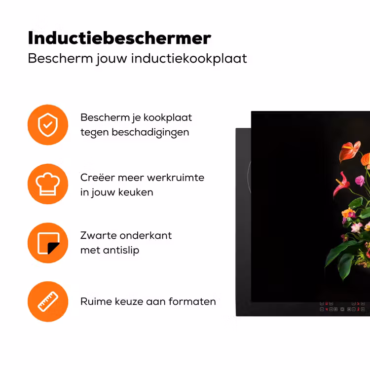 Bloemen - Vaas - Kleurrijk Inductie beschermer vinyl 3mm klein -zzzzzzz-td-ups