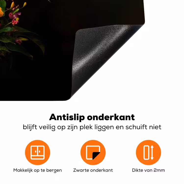 Bloemen - Vaas - Kleurrijk Inductie beschermer vinyl 3mm klein -zzzzzzz-td-onderkant