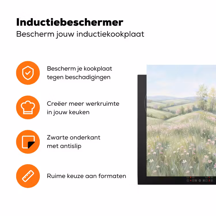 Bloemen veld - Bloemen - Groen Inductie beschermer vinyl 3mm klein -zzzzzzz-td-ups