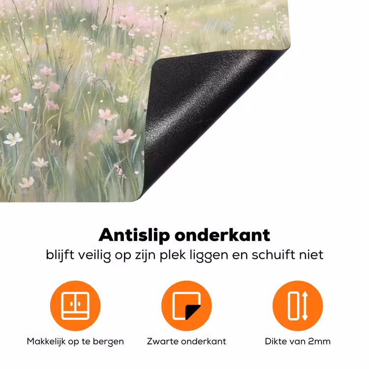 Bloemen veld - Bloemen - Groen Inductie beschermer vinyl 3mm klein -zzzzzzz-td-onderkant