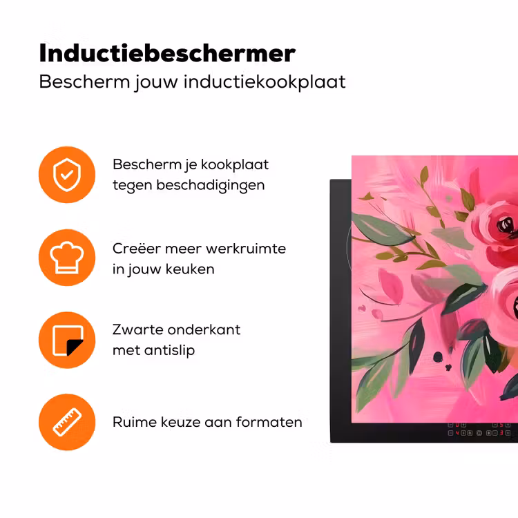 Bloemen - Verf - Roze Inductie beschermer vinyl 3mm klein -zzzzzzz-td-ups
