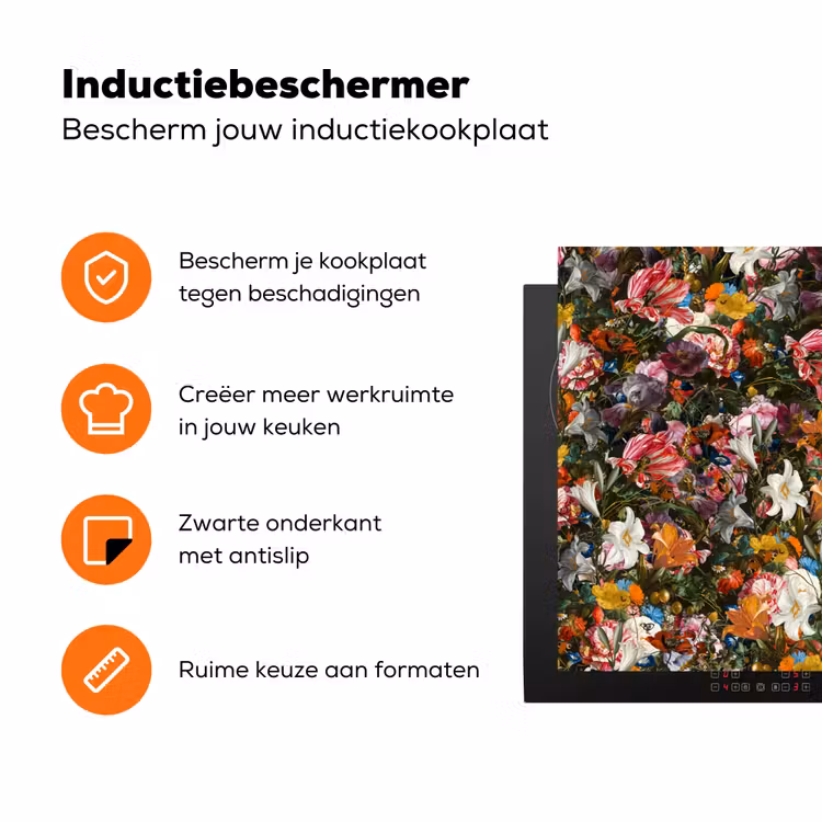 Bloemen - Vlinder - Design - Kunst - Abstract - Schilderij - Oude meesters Inductie beschermer vinyl 3mm klein -zzzzzzz-td-ups