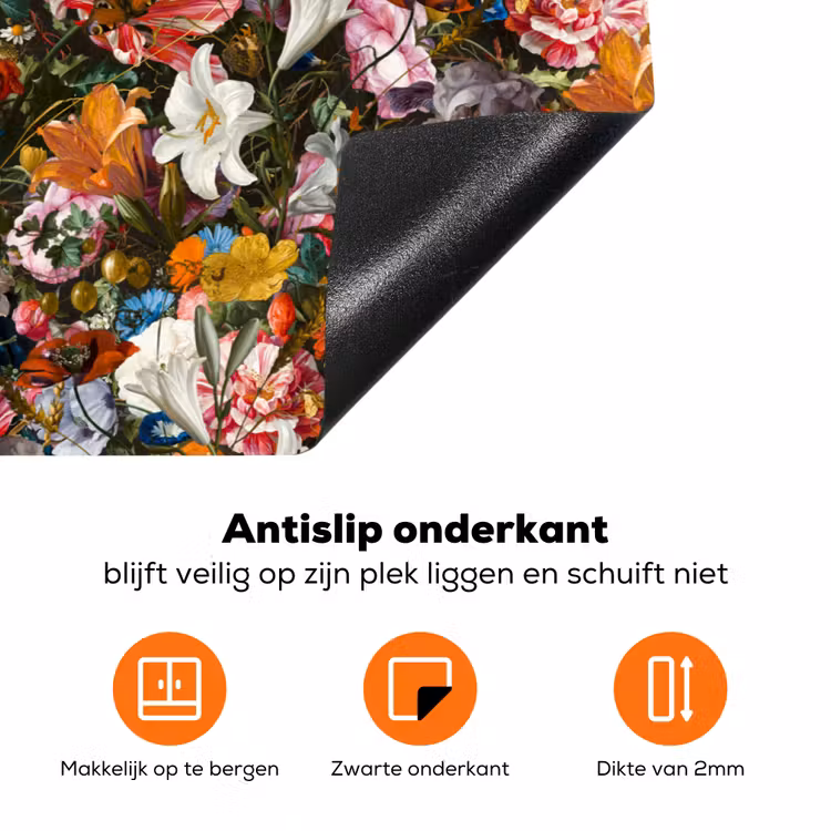 Bloemen - Vlinder - Design - Kunst - Abstract - Schilderij - Oude meesters Inductie beschermer vinyl 3mm klein -zzzzzzz-td-onderkant