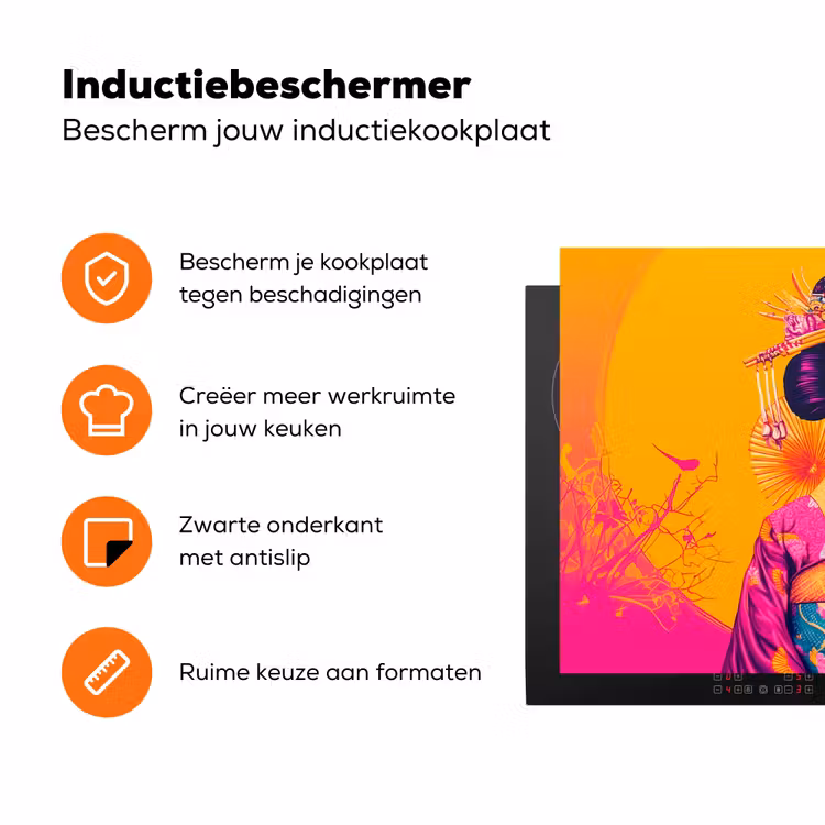 Bloemen - Vrouw - Kimono - Roze Inductie beschermer vinyl 3mm klein -zzzzzzz-td-ups