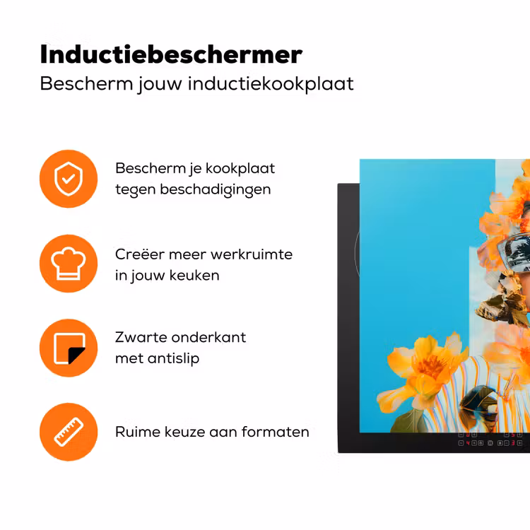 Bloemen - Vrouw - Zonnebril - Blauw Inductie beschermer vinyl 3mm klein -zzzzzzz-td-ups