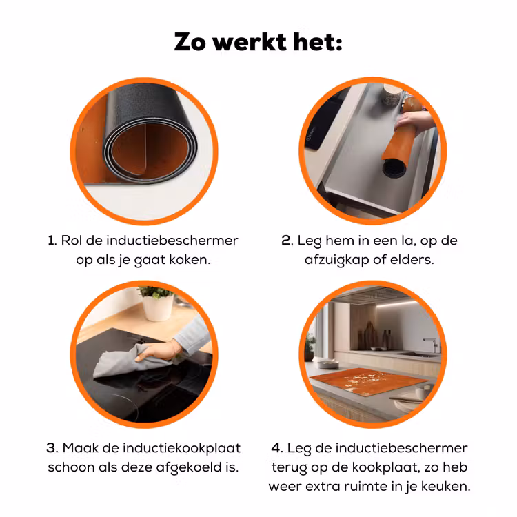 Bloemen - Wit - Subtiel - Roestkleur Inductie beschermer vinyl 3mm klein -zzzzzzz-td-werking