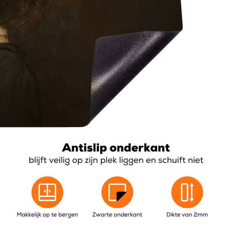 Bloemenhoed - Portret - Vrouw Inductie beschermer vinyl 3mm klein -zzzzzzz-td-onderkant