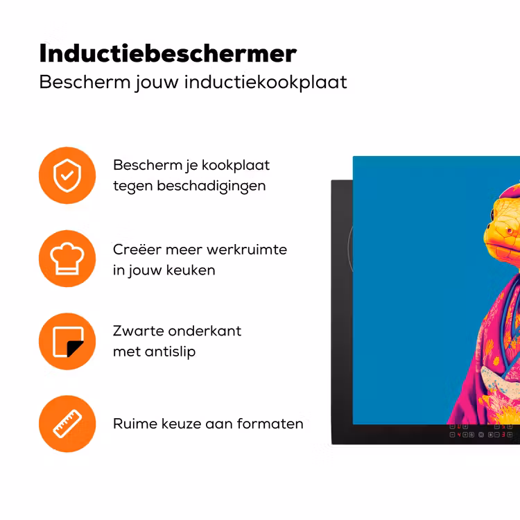 Bloemenkrans - Hagedis - Kimono - Paars Inductie beschermer vinyl 3mm klein -zzzzzzz-td-ups