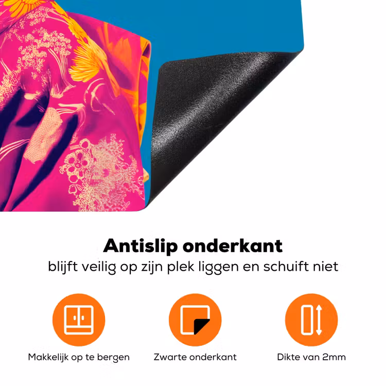 Bloemenkrans - Hagedis - Kimono - Paars Inductie beschermer vinyl 3mm klein -zzzzzzz-td-onderkant