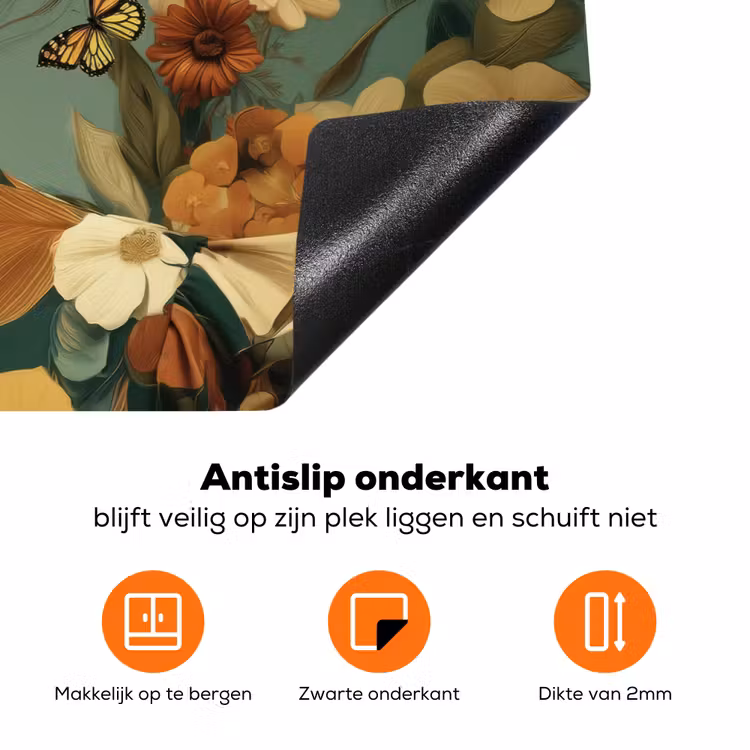 Bloemenkrans - Vrouwengezicht - Zonnebril - Oranje Inductie beschermer vinyl 3mm klein -zzzzzzz-td-onderkant