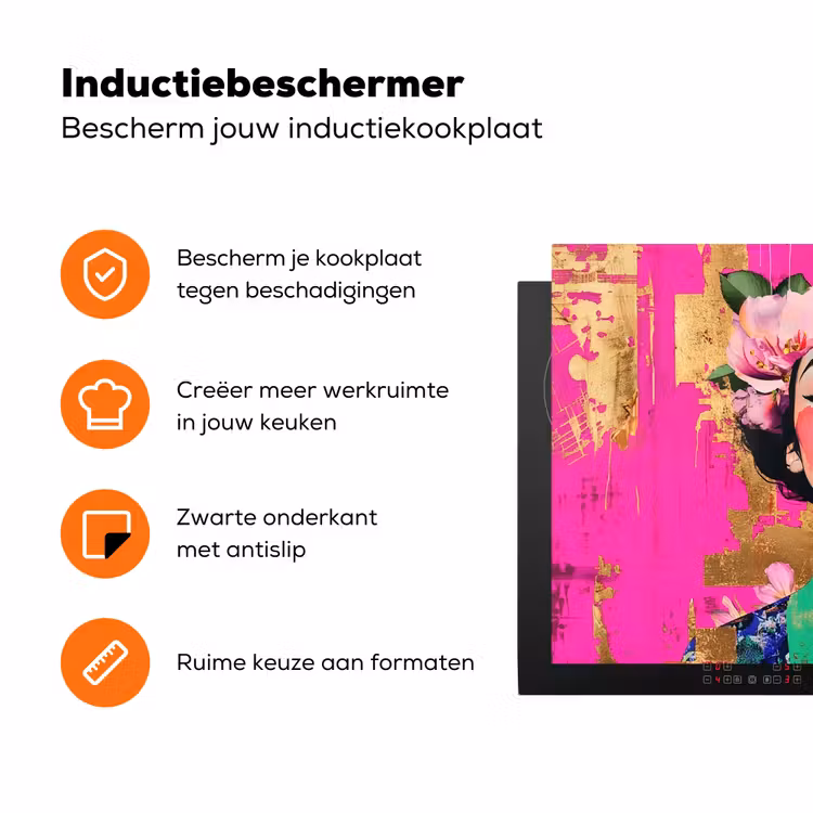 Bloemenkroon - Goud - Vrouw - Portret Inductie beschermer vinyl 3mm klein -zzzzzzz-td-ups