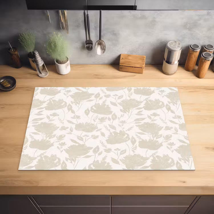 Bloemenpatroon - Silhouet - Wit Inductie beschermer vinyl 3mm klein 276 -sfeer5
