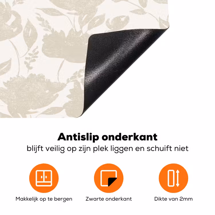Bloemenpatroon - Silhouet - Wit Inductie beschermer vinyl 3mm klein 276 -zzzzzzz-td-onderkant