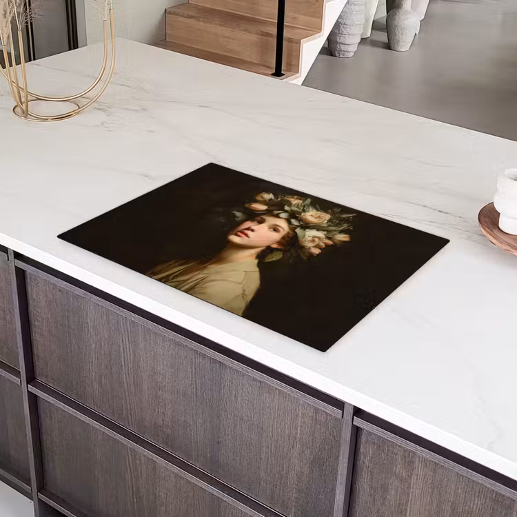 Bloemenstilte - Vrouw - Portret Inductie beschermer vinyl 3mm klein -sfeer8