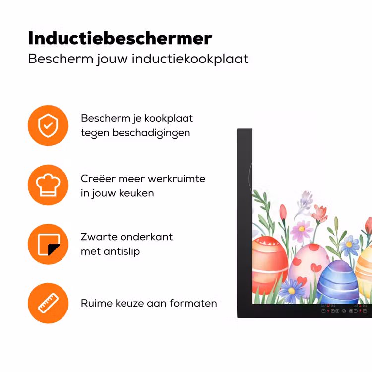 Bloementuin - Kleurrijk - Eieren Inductie beschermer vinyl 3mm klein -zzzzzzz-td-ups