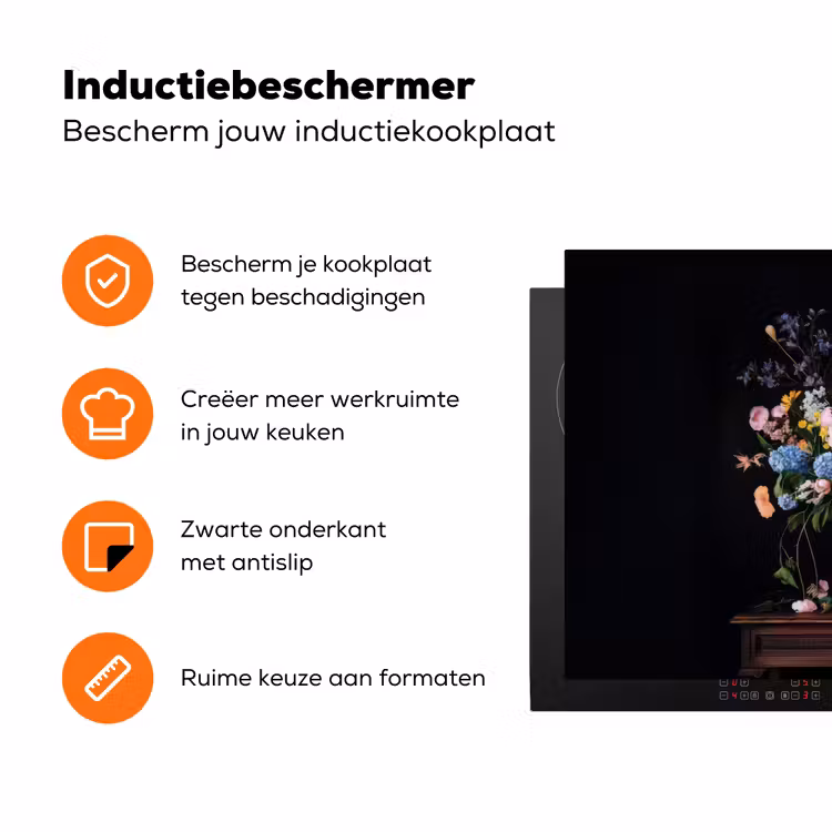 Bloemenvaas - Hout - Bloemen - Boeket Inductie beschermer vinyl 3mm klein -zzzzzzz-td-ups