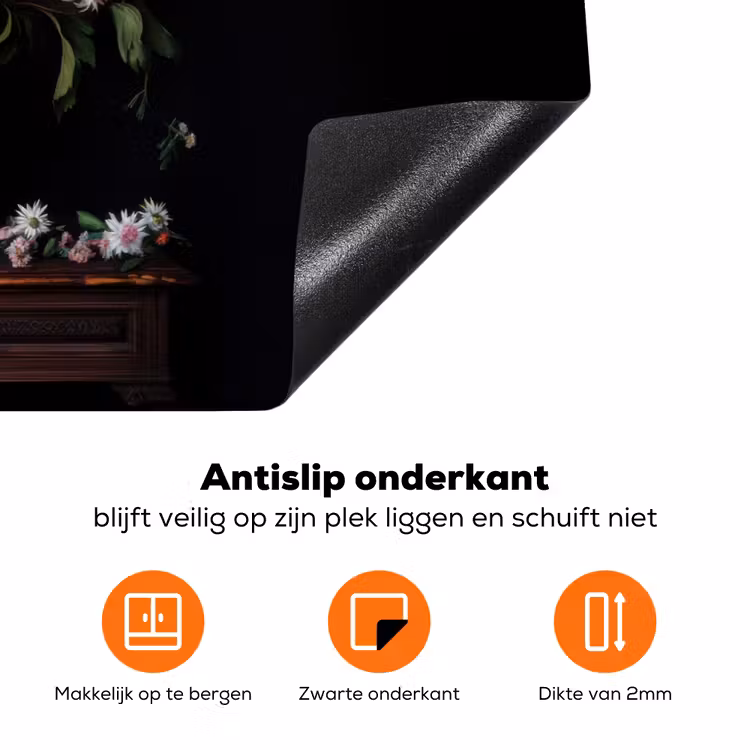 Bloemenvaas - Hout - Bloemen - Boeket Inductie beschermer vinyl 3mm klein -zzzzzzz-td-onderkant
