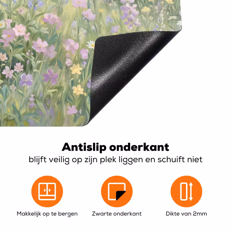 Bloemenveld - Heuvels - Kleurrijk Inductie beschermer vinyl 3mm klein -zzzzzzz-td-onderkant