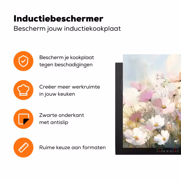 Bloemenveld - Lichte tinten - Geschilderd Inductie beschermer vinyl 3mm klein -zzzzzzz-td-ups