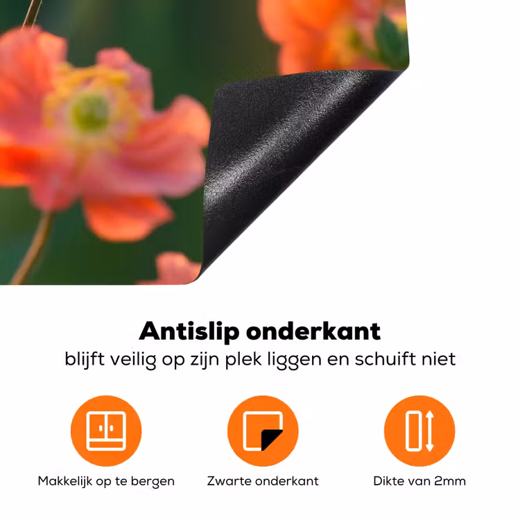 Bloemenveld - Zonnestralen - Oranje Inductie beschermer vinyl 3mm klein -zzzzzzz-td-onderkant
