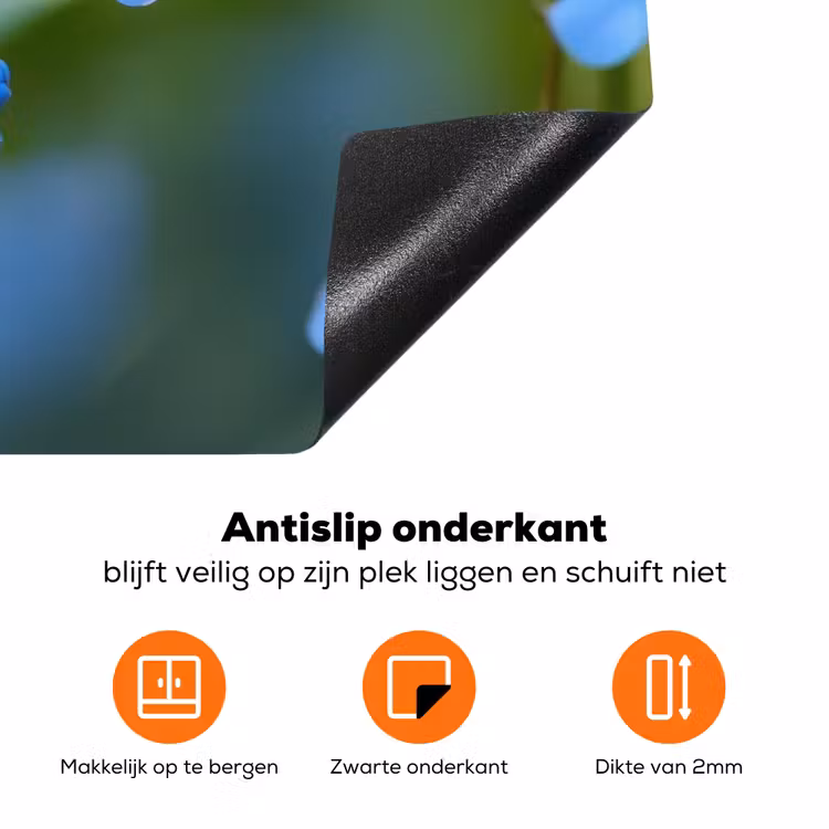 Bloemetjes - Blauw - Vergeet mij nietjes Inductie beschermer vinyl 3mm klein -zzzzzzz-td-onderkant