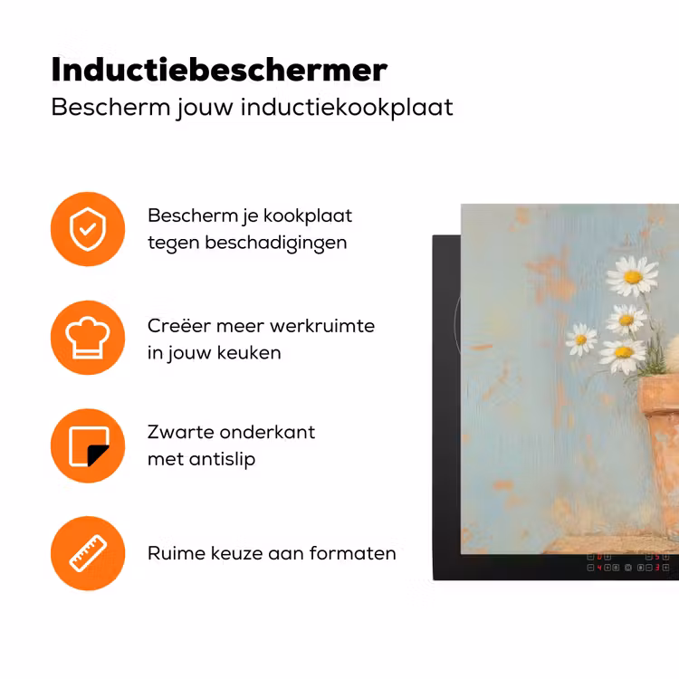 Bloempot - Kuiken - Bloemetjes Inductie beschermer vinyl 3mm klein -zzzzzzz-td-ups