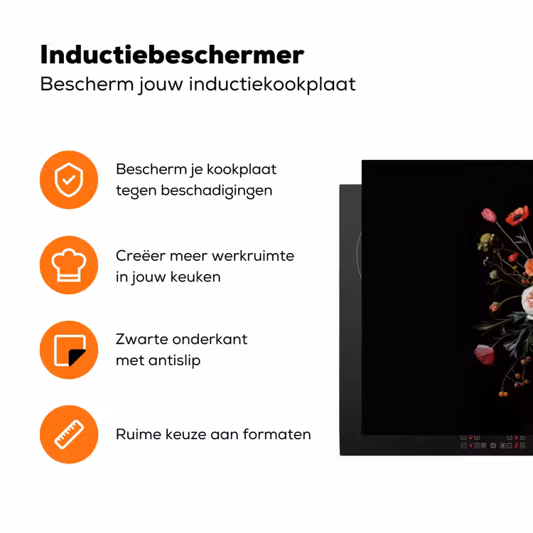 Bloemstuk - Vaas - Zwart Inductie beschermer vinyl 3mm klein -zzzzzzz-td-ups