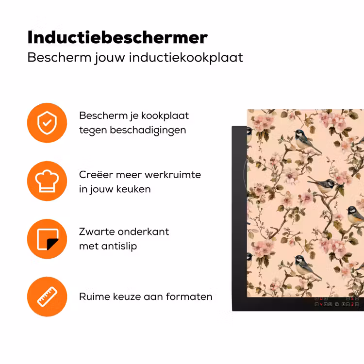 Bloesem - Koolmees - Roze Inductie beschermer vinyl 3mm klein 276 -zzzzzzz-td-ups