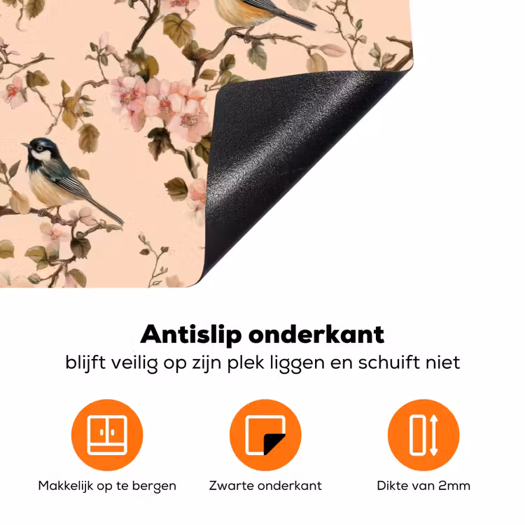 Bloesem - Koolmees - Roze Inductie beschermer vinyl 3mm klein 276 -zzzzzzz-td-onderkant