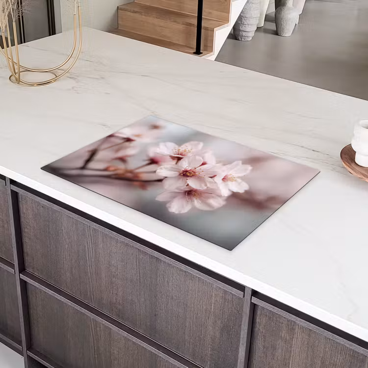 Bloesems - Meeldraden - Geel - Wazig Inductie beschermer vinyl 3mm klein -sfeer8