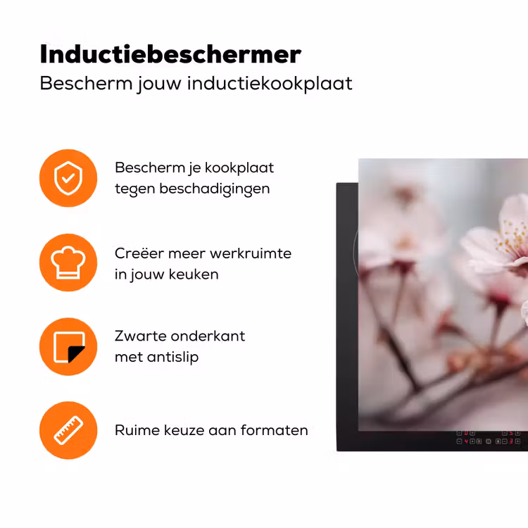 Bloesems - Meeldraden - Geel - Wazig Inductie beschermer vinyl 3mm klein -zzzzzzz-td-ups