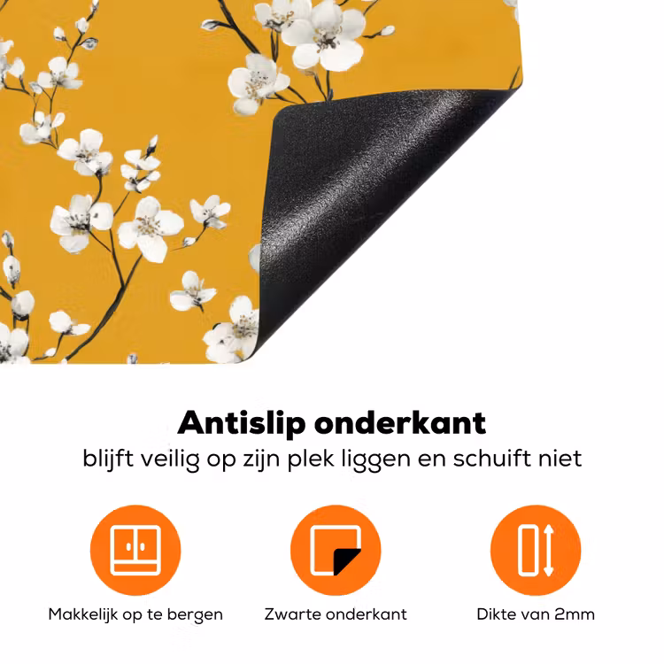 Bloesemtak - Aquarel - Geel Inductie beschermer vinyl 3mm klein 276 -zzzzzzz-td-onderkant