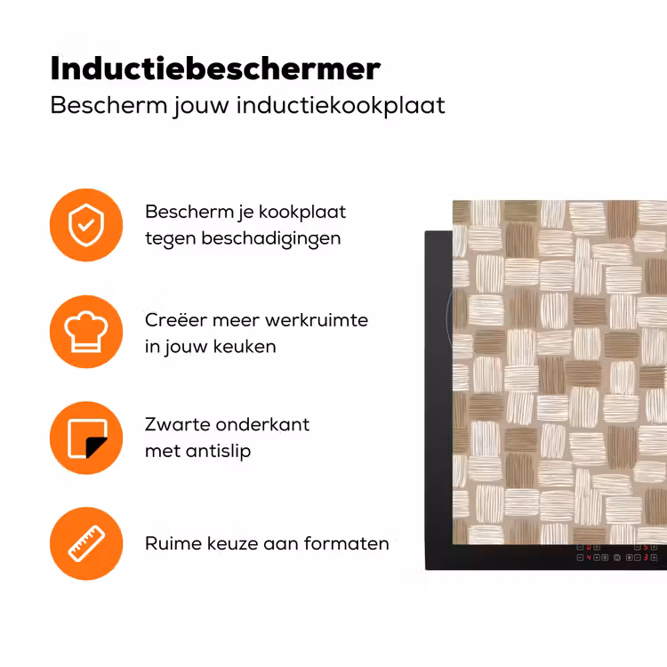 Blok - Patroon - Bruin Inductie beschermer vinyl 3mm klein 276 -zzzzzzz-td-ups