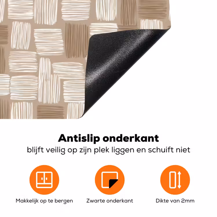 Blok - Patroon - Bruin Inductie beschermer vinyl 3mm klein 276 -zzzzzzz-td-onderkant