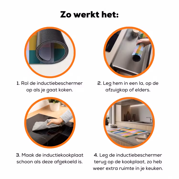 Blokken - Vierkant - Patroon - Gekleurd Inductie beschermer vinyl 3mm klein -zzzzzzz-td-werking