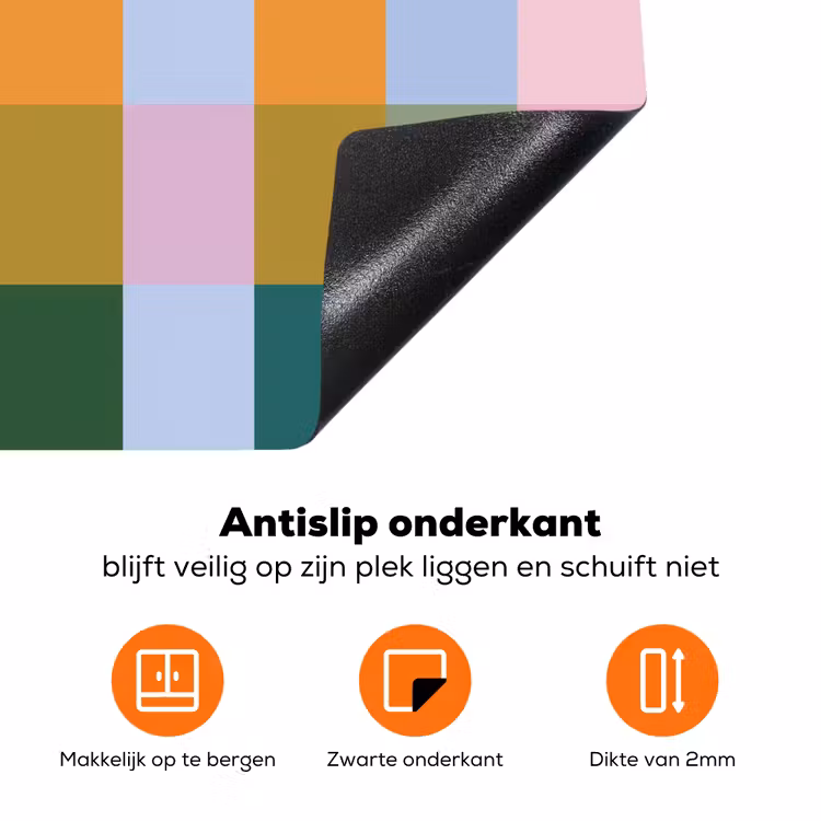 Blokken - Vierkant - Patroon - Gekleurd Inductie beschermer vinyl 3mm klein -zzzzzzz-td-onderkant