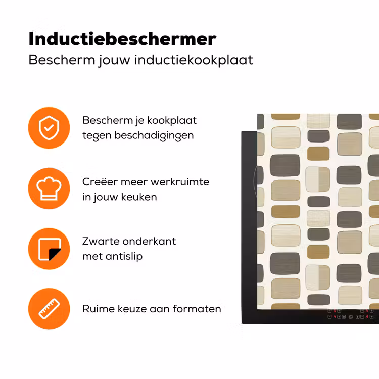 Blokken - Vintage - Grijs Inductie beschermer vinyl 3mm klein 276 -zzzzzzz-td-ups