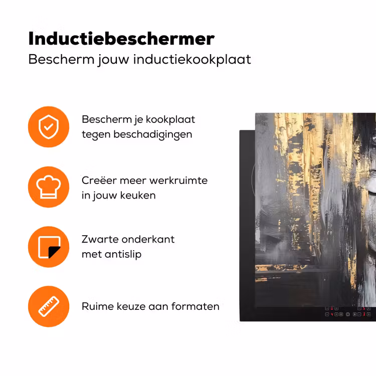 Boedhha - Penseelstreken - Goud - Abstract Inductie beschermer vinyl 3mm klein -zzzzzzz-td-ups