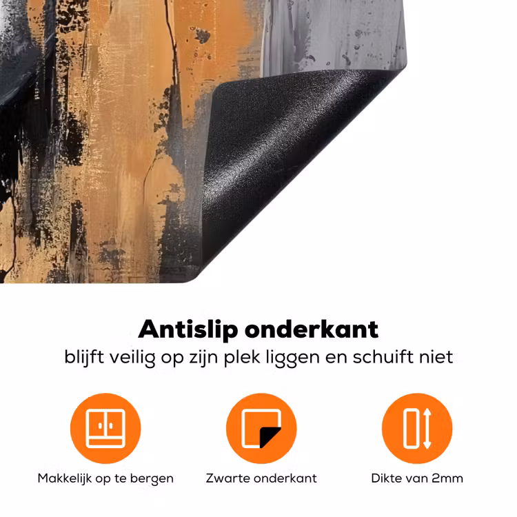 Boedhha - Penseelstreken - Goud - Abstract Inductie beschermer vinyl 3mm klein -zzzzzzz-td-onderkant