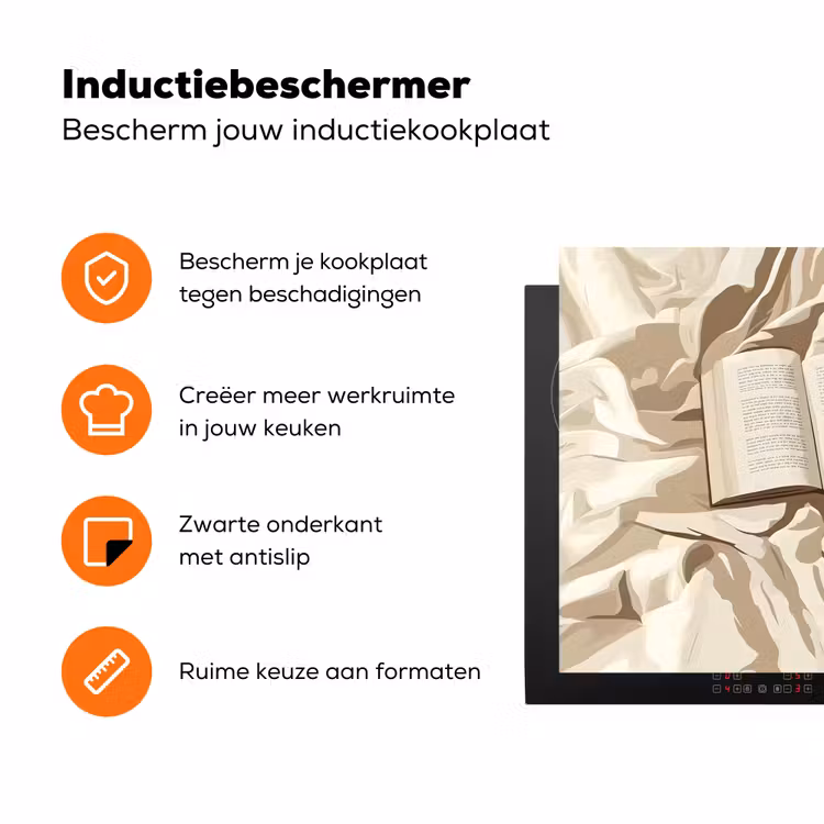 Boek - Illustratie - Tulpen - Koffie Inductie beschermer vinyl 3mm klein -zzzzzzz-td-ups