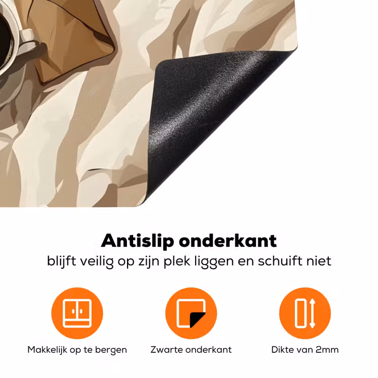 Boek - Illustratie - Tulpen - Koffie Inductie beschermer vinyl 3mm klein -zzzzzzz-td-onderkant