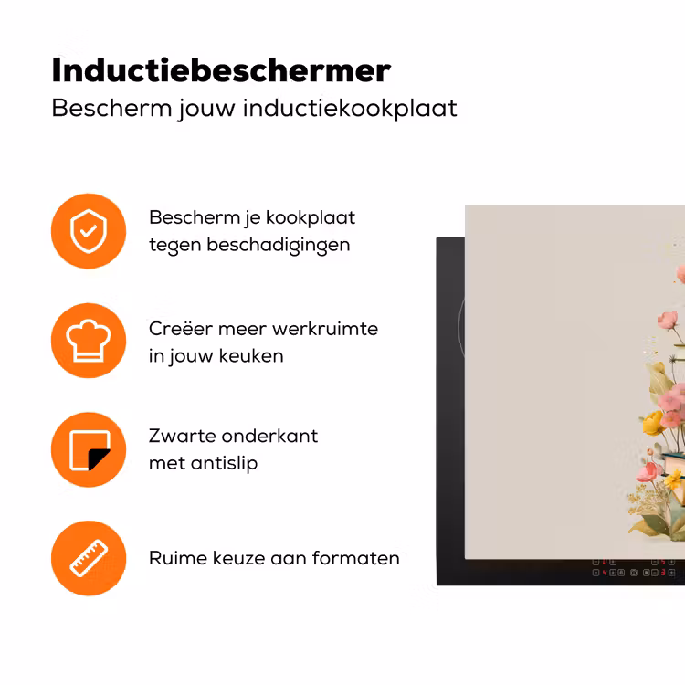 Boeken - Stapel - Bloemen - Kleurrijk Inductie beschermer vinyl 3mm klein -zzzzzzz-td-ups