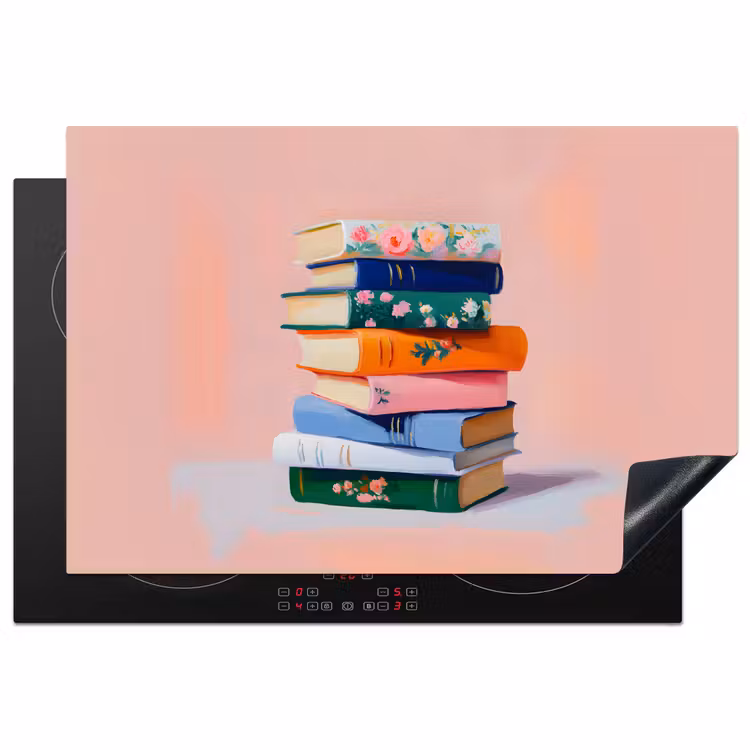 Boeken - Stapel - Kleurrijk Inductie beschermer vinyl 3mm klein -3d