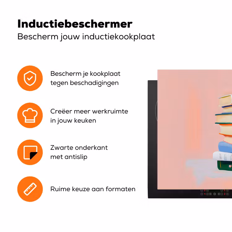 Boeken - Stapel - Kleurrijk Inductie beschermer vinyl 3mm klein -zzzzzzz-td-ups