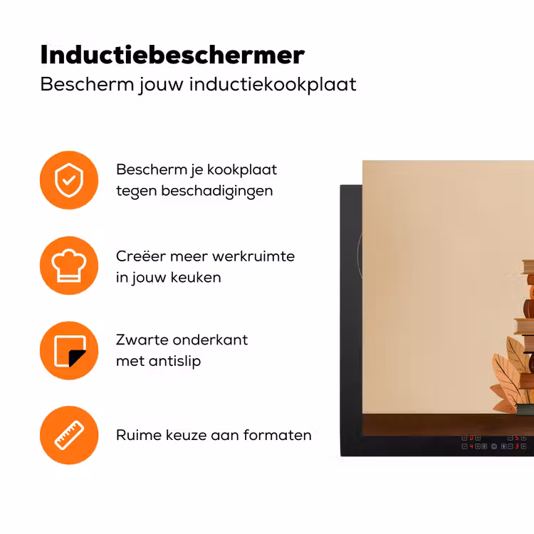 Boeken - Toren - Koffie - Beige Inductie beschermer vinyl 3mm klein -zzzzzzz-td-ups