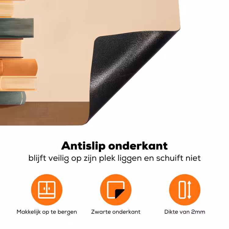 Boeken - Toren - Koffie - Beige Inductie beschermer vinyl 3mm klein -zzzzzzz-td-onderkant