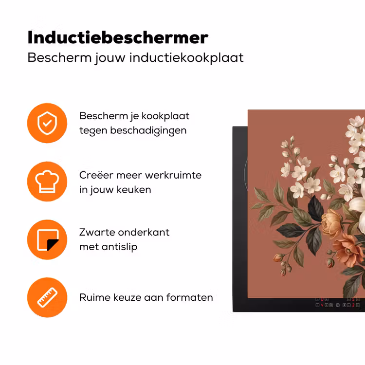 Boeket - Retro - Kleurrijk Inductie beschermer vinyl 3mm klein -zzzzzzz-td-ups