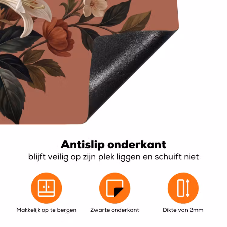 Boeket - Retro - Kleurrijk Inductie beschermer vinyl 3mm klein -zzzzzzz-td-onderkant