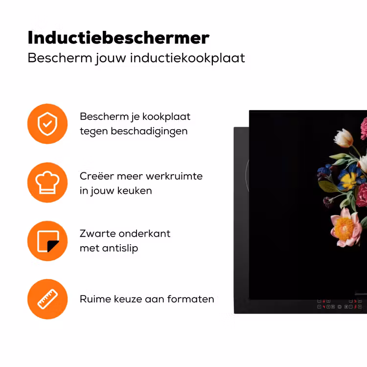 Boeket - Romantisch - Kleurrijk Inductie beschermer vinyl 3mm klein -zzzzzzz-td-ups