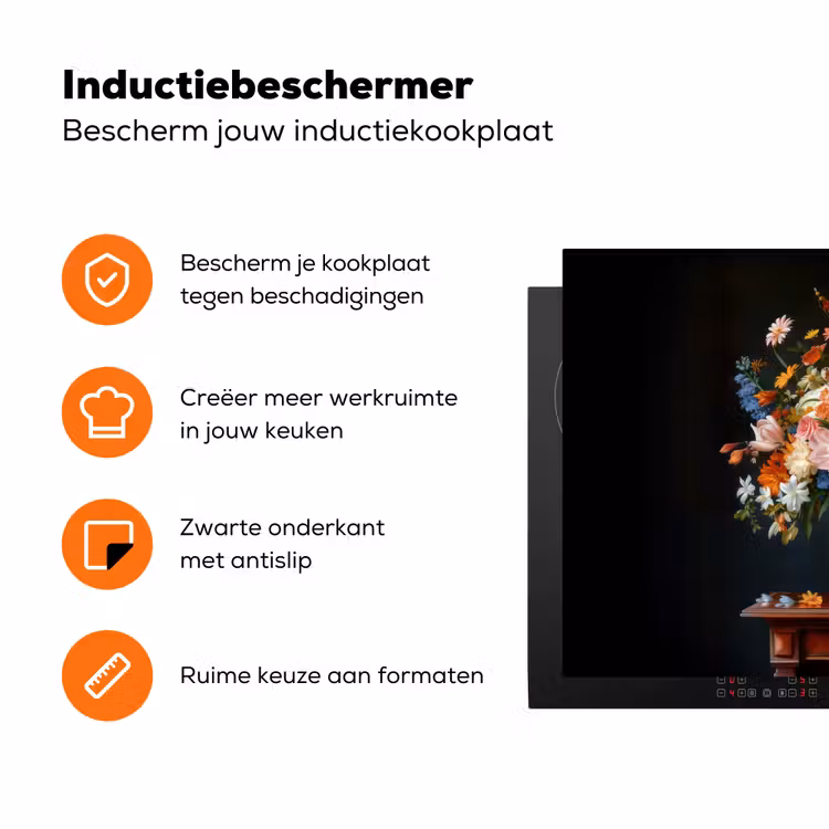 Boeket - Roze - Bloemen - Vaas Inductie beschermer vinyl 3mm klein -zzzzzzz-td-ups